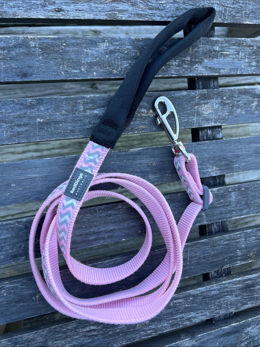 Red Dingo Pink Chevron Dog Leash lead with Black Padded Handle girlie cute 6 ft